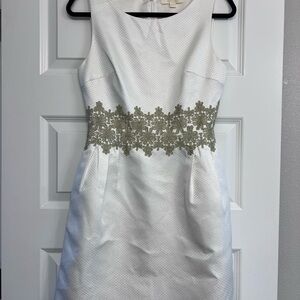 Elegant White Dress with Gold Accents